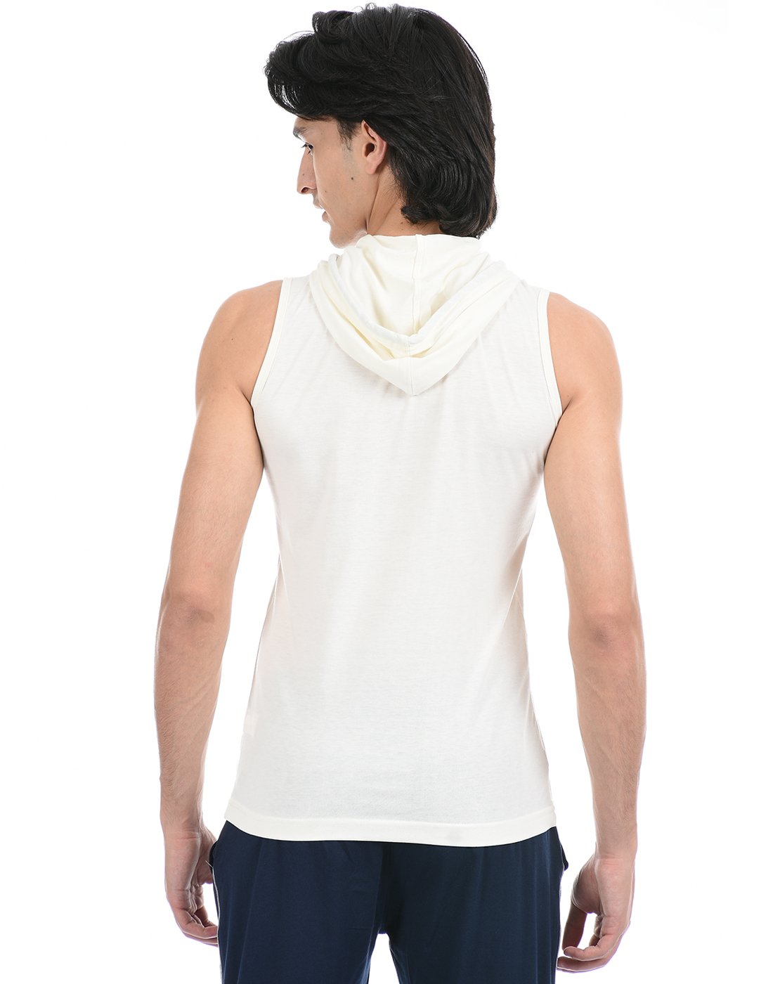 Cloak & Decker by Monte Carlo Men White Sleeveless Hooded Tshirt